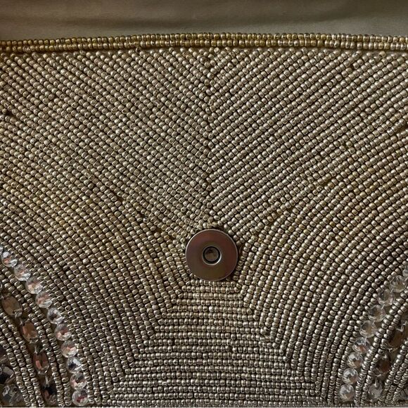 Glint beaded jeweled silver platinum evening bag clutch - Picture 10 of 16